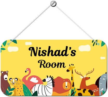 ARTBUG Wooden Nishad Door Sign Kids Room Name Plate