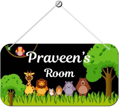 Ashvah Wooden Praveen Door Sign Kids Room Name Plate