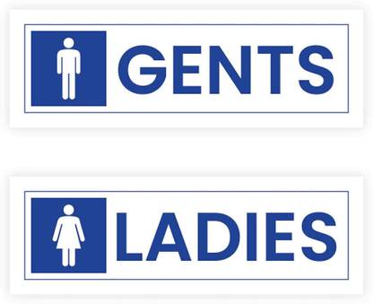 SignsExpress Plastic Washroom Name Plate for Door or Wall, Pair of Male and Female, Signboard 12x4 Inch Name Plate