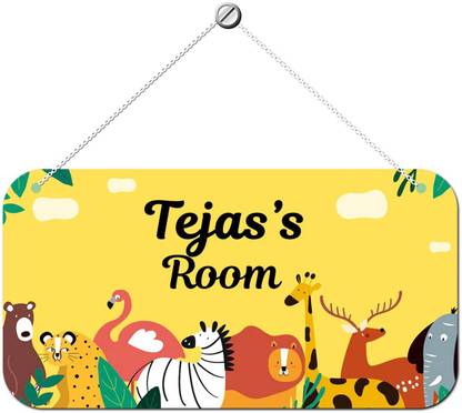 ARTBUG Wooden Tejas Door Sign Kids Room Name Plate