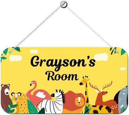 ARTBUG Wooden Grayson Door Sign Kids Room Name Plate