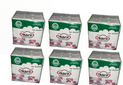 OKARIO Tissue Paper for Hotel, Restaurant, Saloon | Napkin | Table Top Napkin Pack of 6 White Paper Napkins