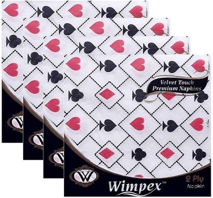 Wimpex velvet soft tissue 33*33 cm set of 4 pack with 50 Serviettes Each Paper Napkins