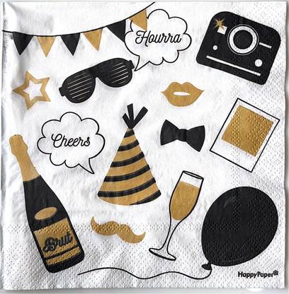 Optimus Traders Party Printed Party Birthday Event Tissue Serviettes napkins 3 ply- 33cmx33cm Multicolor Paper Napkins