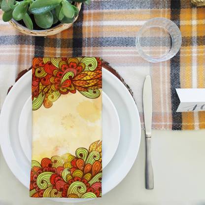 Artzfolio Hand Art Vintage Table Napkin 16 x 16 inch (41 x 41 cms); SET OF 6 PCS Multicolor Cloth Napkins
