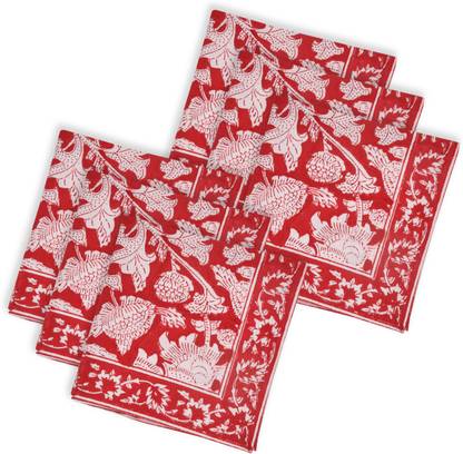 Blocks Of India TABLE NAPKIN RED GAD Red Cloth Napkins