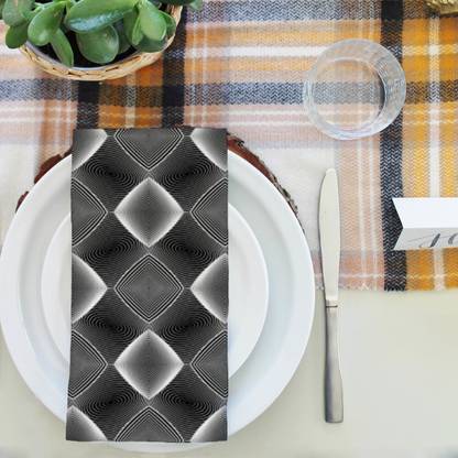 Artzfolio Monochrome Diamond Table Napkin 16 x 16 inch (41 x 41 cms); SET OF 6 PCS Multicolor Cloth Napkins