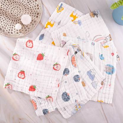 Bigbought Muslin Wash Cloth Organic Cotton Face Towel Handkerchief pack of 5