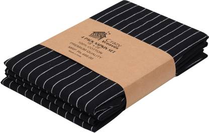 CRAZYWEAVES BLACK MINI STRIPE Black, White Cloth Napkins