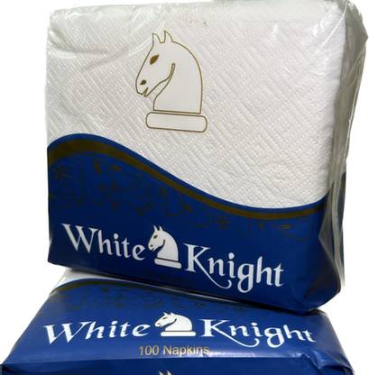 White Knight Soft & Absorbent Cocktail Paper Napkins (100 PULLS X 1 PLY)(30X30) (Pack of 10) White Paper Napkins