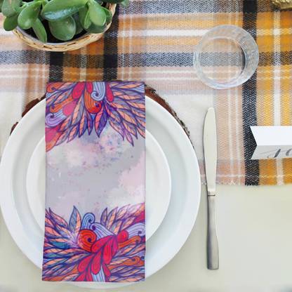 Artzfolio Pink & Violet Element Table Napkin 16 x 16 inch (41 x 41 cms); SET OF 6 PCS Multicolor Cloth Napkins