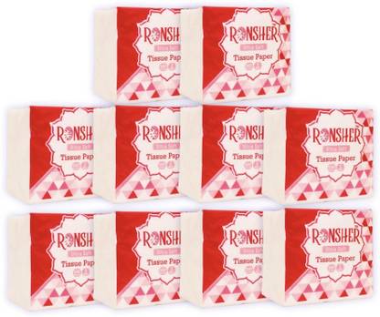 RONSHER 1 Ply 10 Set, 100 Pulls per pack White Paper Napkins