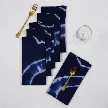 Dmaasa Jaipuri Hand Block Blue Napkin Cotton Blue Cloth Napkins