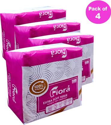 fiora PRINTED TISSUE PAPER 50 SERVIETTES PACK OF 4 White Paper Napkins