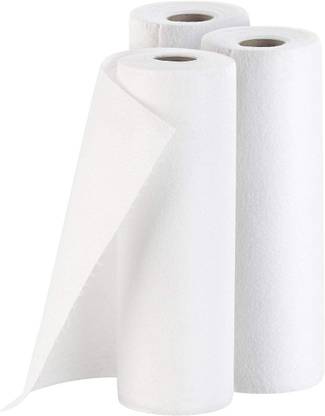 PEARSILK (Pack Of 3) 4 Ply 100 Pulls Super Absorbent Kitchen Cleaning Towel Roll White Paper Napkins