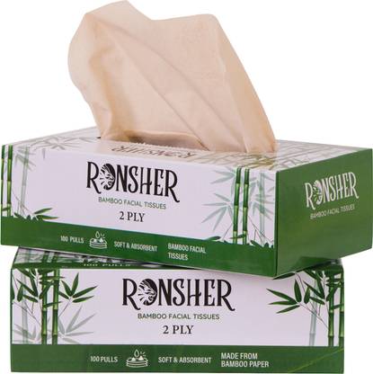 RONSHER 2-ply Bamboo Facial tissue paper| 100 pulls |Pack of 2