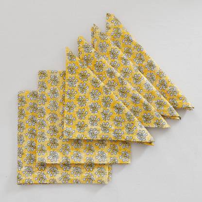 RATAN CART Napkin Set of 6 Yellow Ochre Cloth Napkins