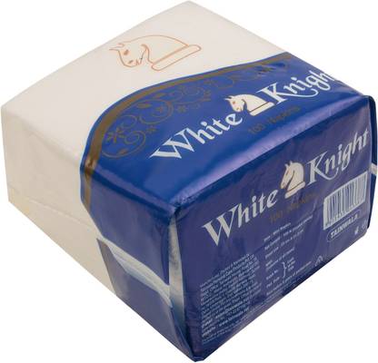 White Knight Napkin (100 Napkins X 1 Ply ) (23 X 21.5) White Paper Napkins