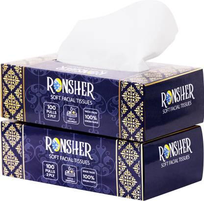 RONSHER 2-ply Premium Facial tissue paper| 100 pulls |Pack of 2
