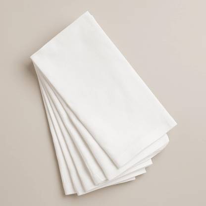 M I Fashions Dinner Napkin - Pure Cotton Napkins for Dining Table - Kitchen Napkins Multipurpose Rumal White Cloth Napkins