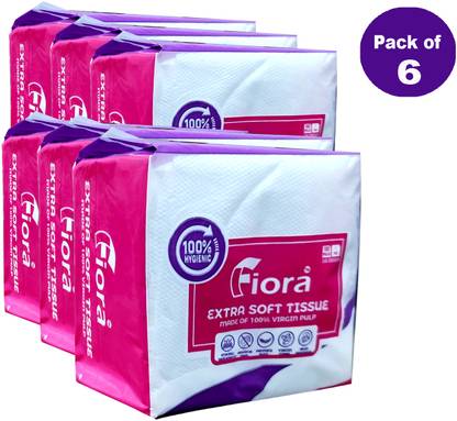 fiora TISSUE PAPER 100 SERVIETTES PACK OF 6 White Paper Napkins