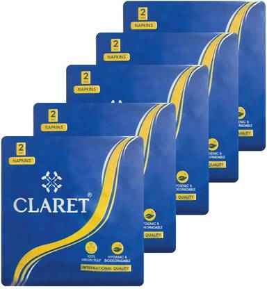 CLARET 2-Ply Extra Soft Paper Napkins 50 Pulls (40x40 cm) - Pack of 5 White Paper Napkins