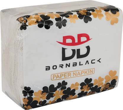 born black Premium Soft Tissue Paper Pack of 4 ( 100 X 4 ) White Paper Napkins
