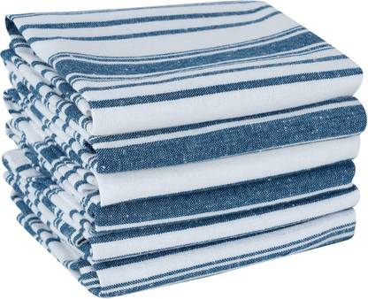 ELAGEE Premium Pack of 6 Kitchen Napkin Large Size 18 x 18 inch Blue, White Cloth Napkins