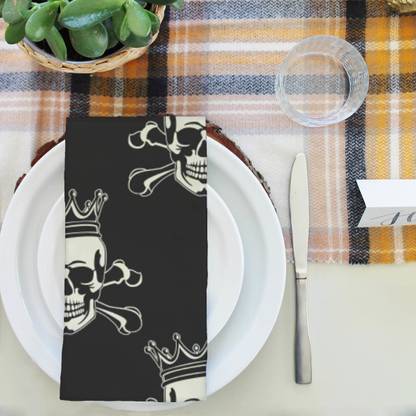 Artzfolio Crown Skull Table Napkin 16 x 16 inch (41 x 41 cms); SET OF 6 PCS Multicolor Cloth Napkins