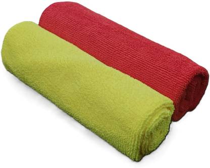 ZEDFIBER Face Towel, microfiber cloth, Hanky 350 GSM Handkerchief, RUMAL, NAPKIN ["Red","Yellow"] Handkerchief