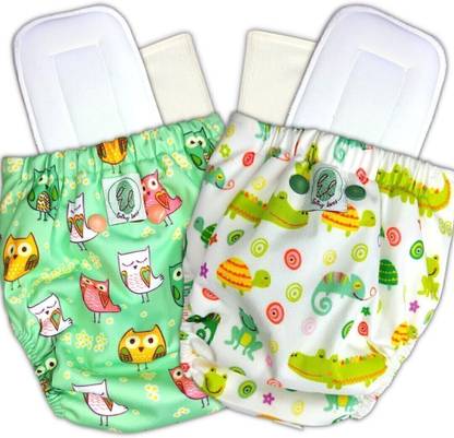 Earthy Lanes Reusable Freesize 2 Cloth Diapers with 2 Snap Inserts & Liners