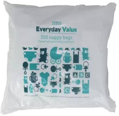 Tesco Nappy Bags, Everyday Value 300 Bags, Hygienic And Easy To Use,