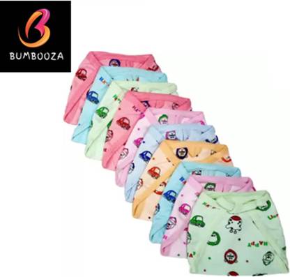 BUMBOOZA Pack of 10 Babies Hosiery Soft U-Shaped Cotton Nappy Reusable & Washable