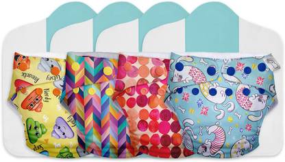 Superbottoms Cloth Diapers for babies - Combo Pack of 4 Freesize UNO- New Version| Reusable