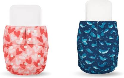 LittlePea Reusable Cloth Diapers + Insert Pad | Adjustable, Freesize (3M-3Y) | Pack of 2