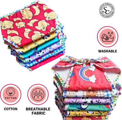 SATVIK CREATIONS New Born Baby Tikoni/Langoti/Nappies Made of 100% Pure Cotton (Pack of 6)