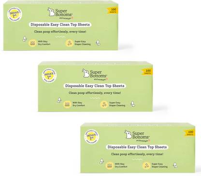 Superbottoms Disposable Easy Clean Top Sheets |Diaper Liners |Hypoallergenic |Pack of 100 * 3