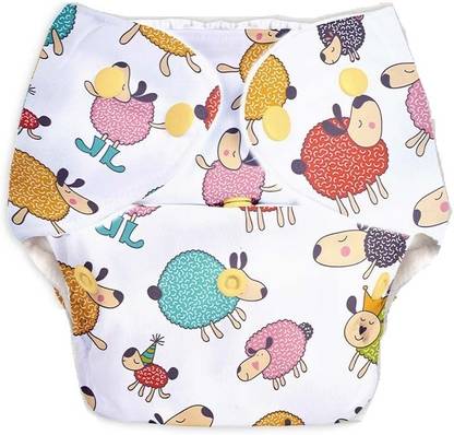 rotation Reusable Button Diaper Sheep Color Pack of 1 Diaper & 1 Black 5 layer Insert
