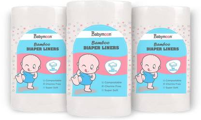 BABYMOON Disposable Flushable Biodegradable Nappy Diaper Liners-300 Sheets