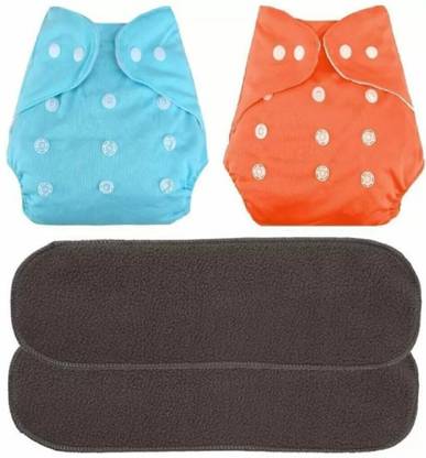 vsol Baby Cloth Diapers and Inserts/washable & reusable Diapers (Pack of 2)Multicolor