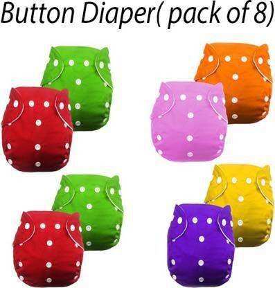 Kausbabi reusable baby washable cloth diaper- Combo of 8 Pieces (Multi Colours) (No Insert Pads Included)