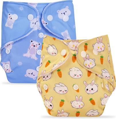 Bumpers Reusable & Washable Organic Cloth Diaper for babies Combo, Sea Blue+Yellow
