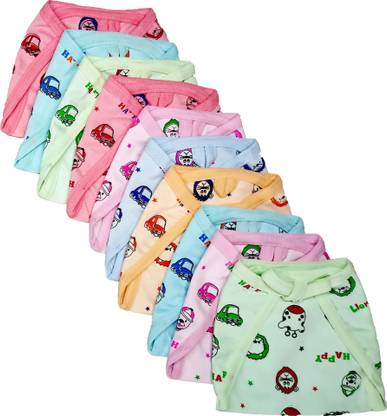 Aldeco Pack of 10 - Baby Hosiery Cotton Langot or Nappy / Reusable & Washable Soft U-Shaped Printed Cloth Langot or Diaper for kids (0-3years) (Set of 10)