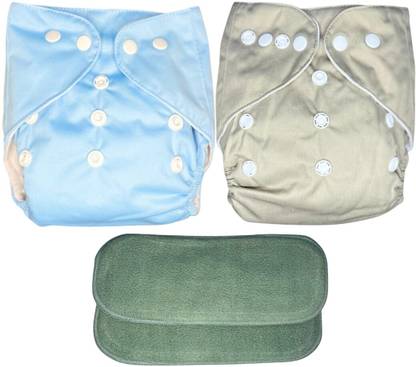 kogar New Solid Combo Button Reusable Diaper Nappy With Insert (2 Diaper+2 insert)#2