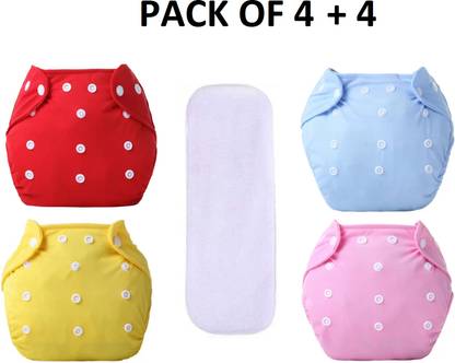 Aldeco Washable & Waterproof Nappy 4+4 Inserts Combo Size Adjustable For 0-30 Months.