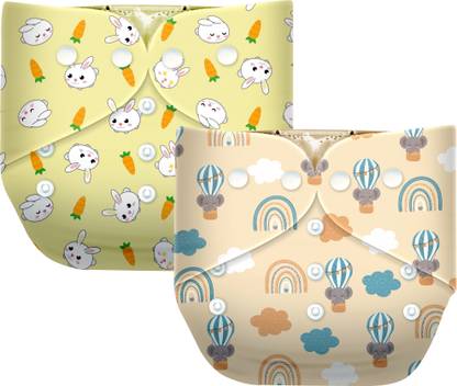 Bumpers Reusable & Washable Organic Cloth Diaper for babies Combo, Yellow+Light Pink