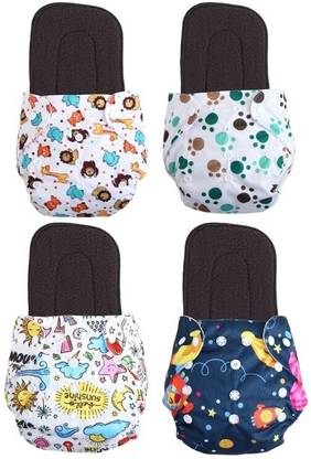 Momease Print Reusable Cloth Button Diaper Reuse Nappy With Insert\SMomease