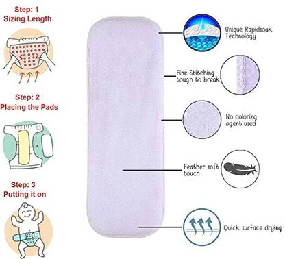 RAREGEAR 100% Cloth Diapers Reusable Washable with Adjustable Snap Buttons Diapers Pcs 3 - New Born