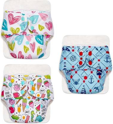 Superbottoms Pack of 3 BASIC Reusable Cloth Diapers | Adjustable, Washable |3M-3Y