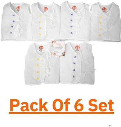 dear champ 100 % Oragnic White Cotton Embroidered Jhabla Combo ( 0-3 Month )